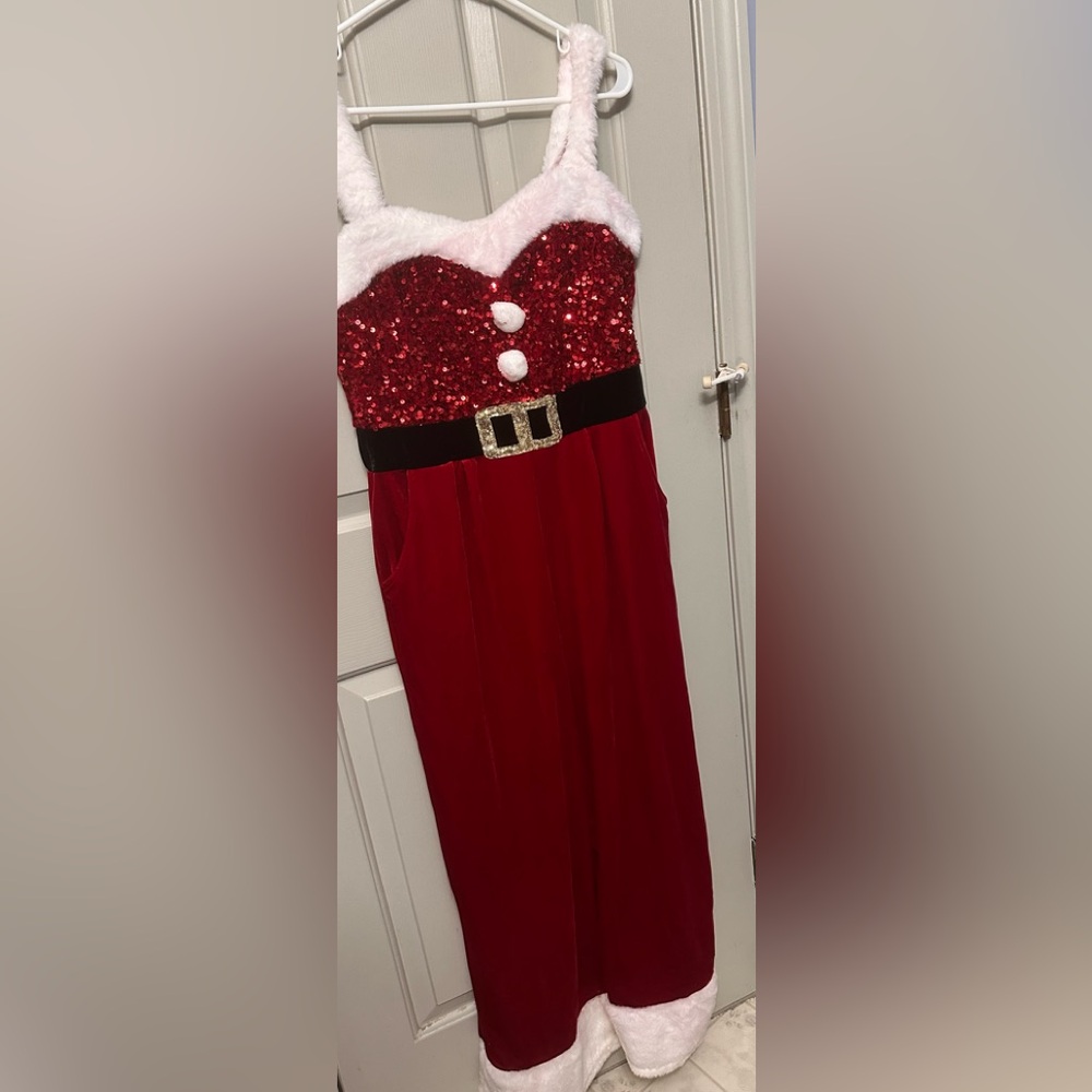 Love On A Hanger Red Sequin Velvet Santa Jumpsuit